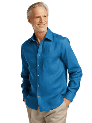 Linen Solid Casual Shirt - Dark Blue