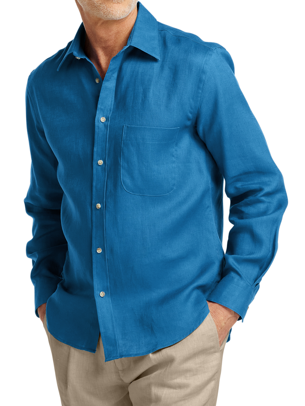 Alternate Shot of Men's Dark Blue Solid Shirts  - 1
