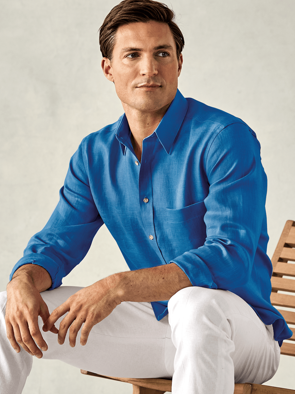 Alternate Shot of Men's Dark Blue Solid Shirts  - 7