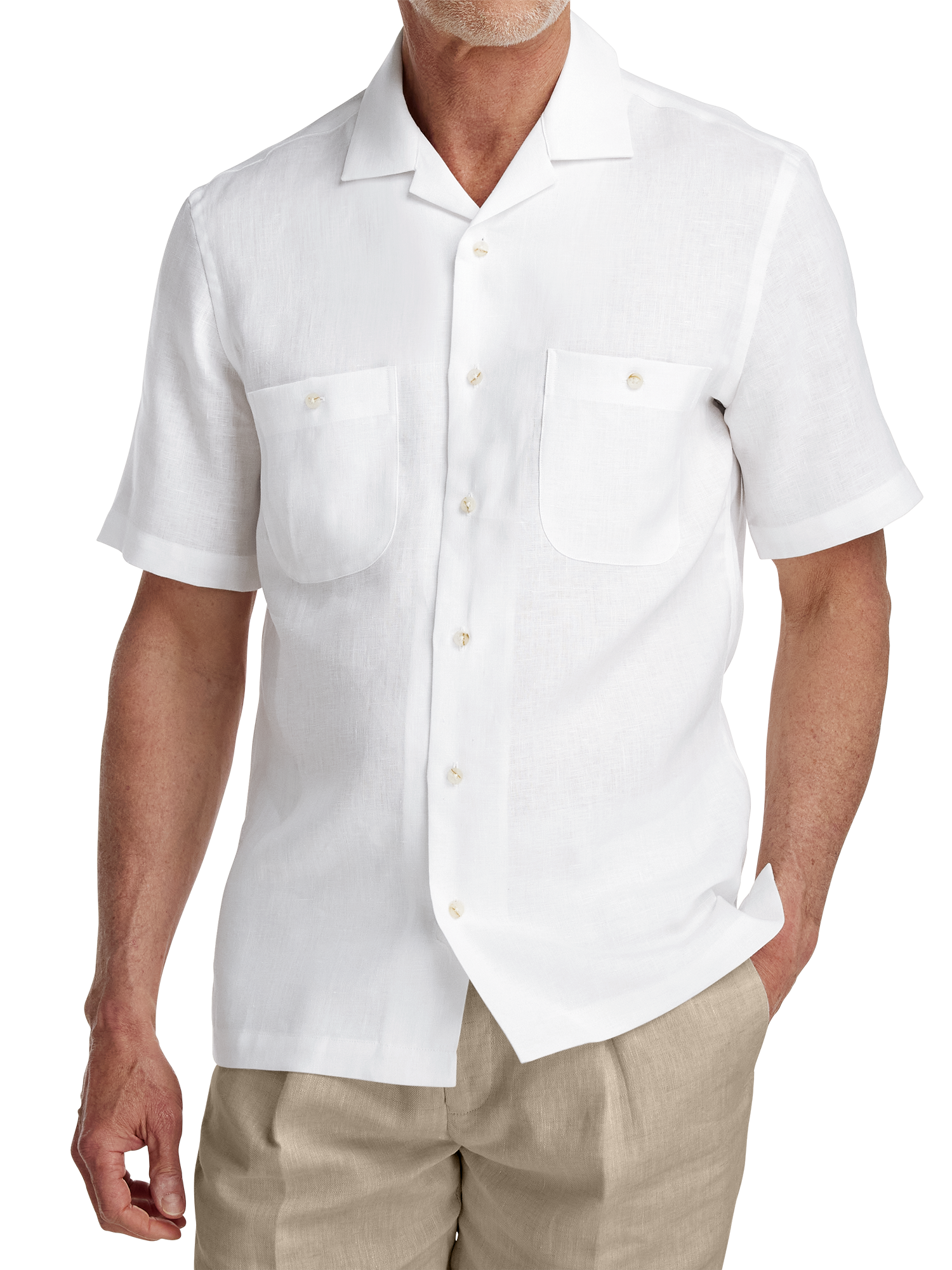 Linen Solid Casual Shirt - White