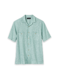 Linen Blend Solid Casual Shirt - Light Aqua