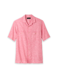 Linen Blend Solid Casual Shirt - Light Red