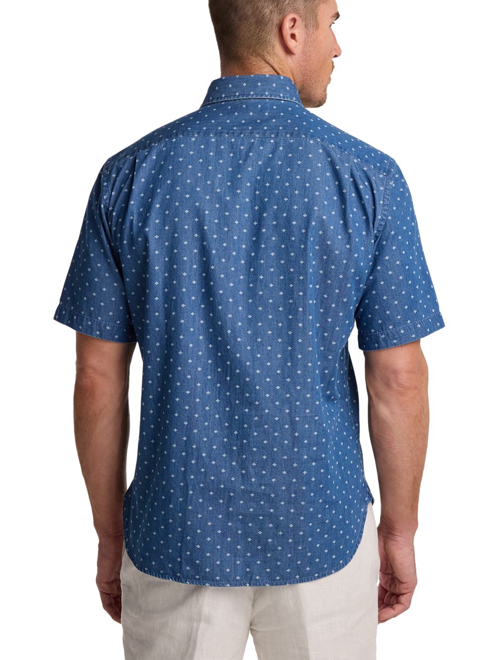 Alternate Image of Cotton Denim Geometric Dot Casual Shirt-4