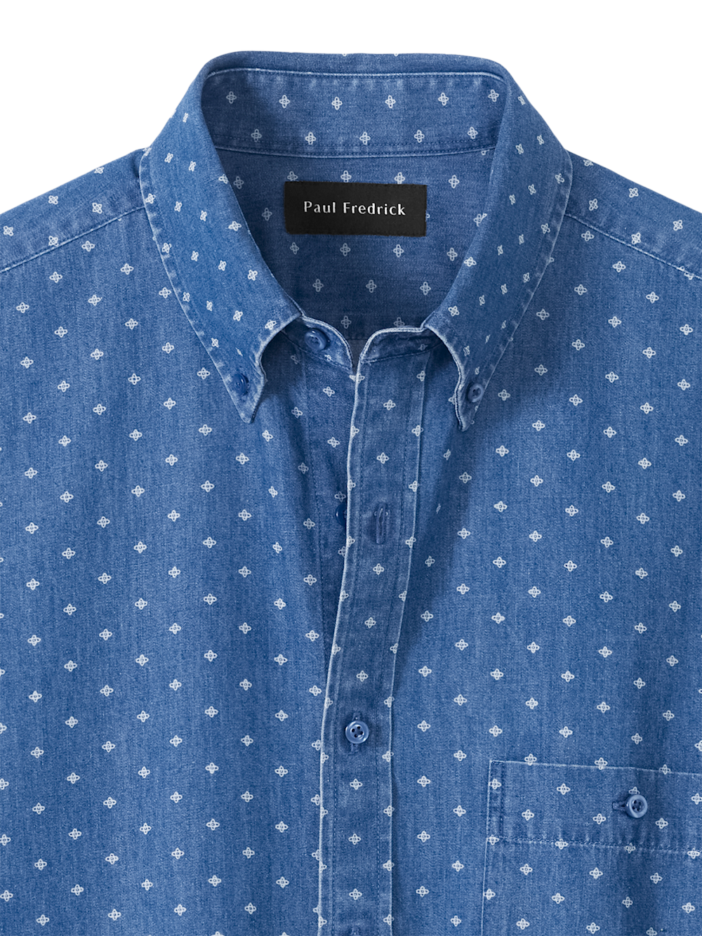 Cotton Denim Geometric Dot Casual Shirt