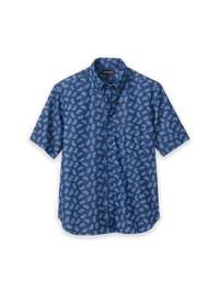 Cotton Denim Paisley Casual Shirt - Dark Navy