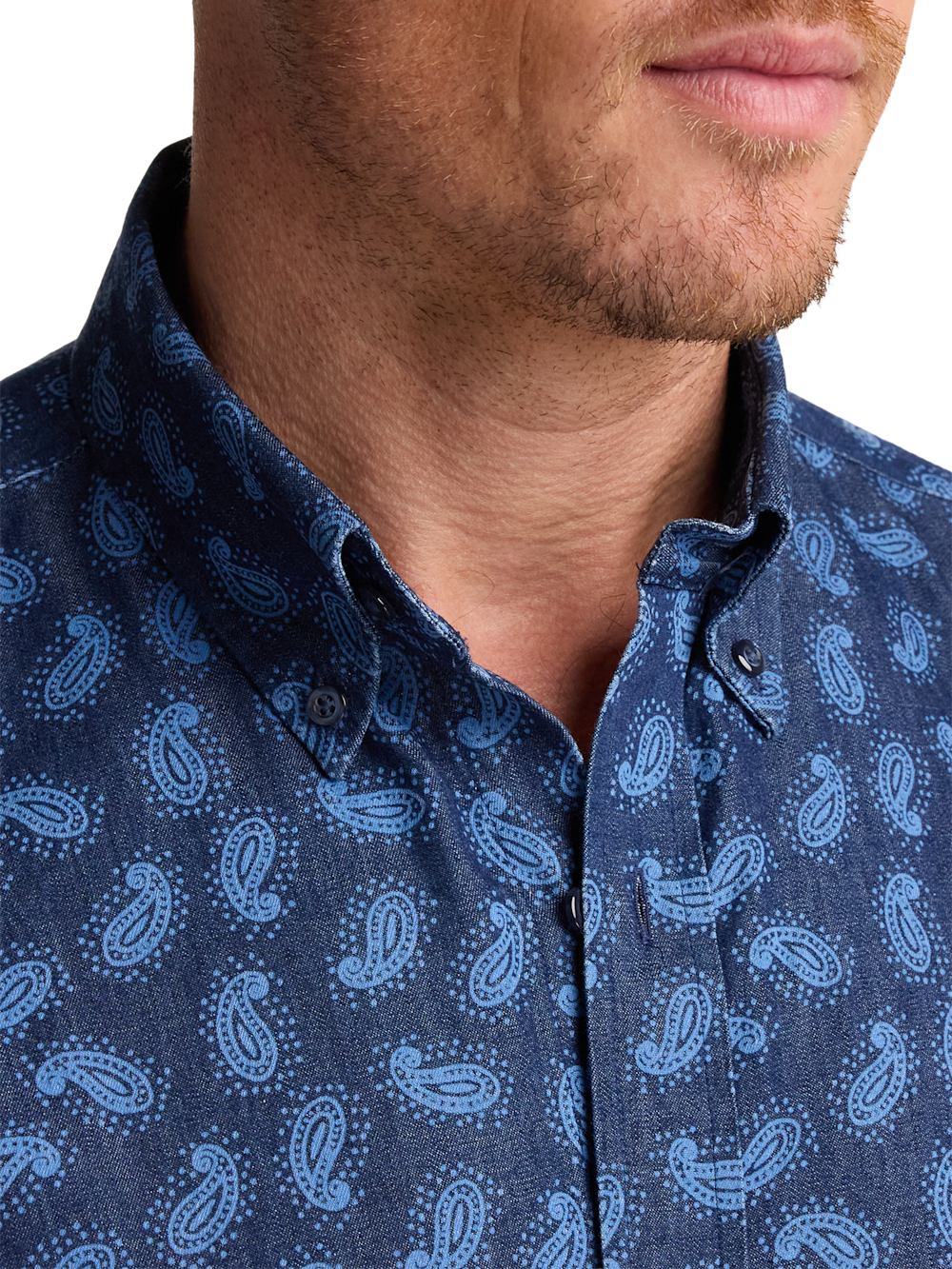 Alternate Image of Cotton Denim Paisley Casual Shirt-2