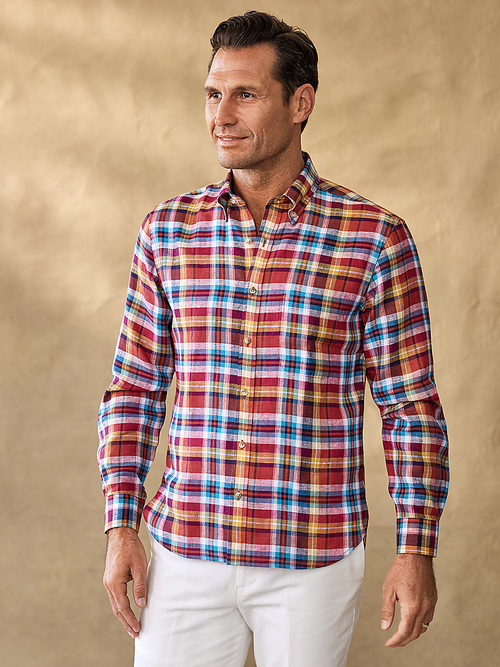 Linen Plaid Casual Shirt - Multi – Paul Fredrick