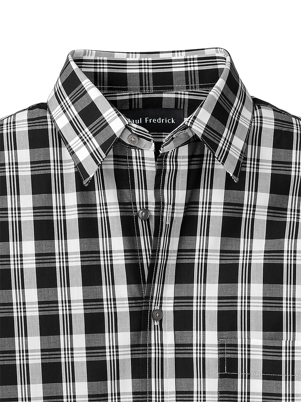 Cotton Plaid Casual Shirt - White/black – Paul Fredrick