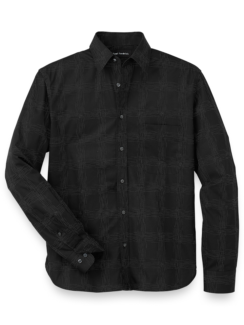 Cotton Check Print Casual Shirt - Black – Paul Fredrick