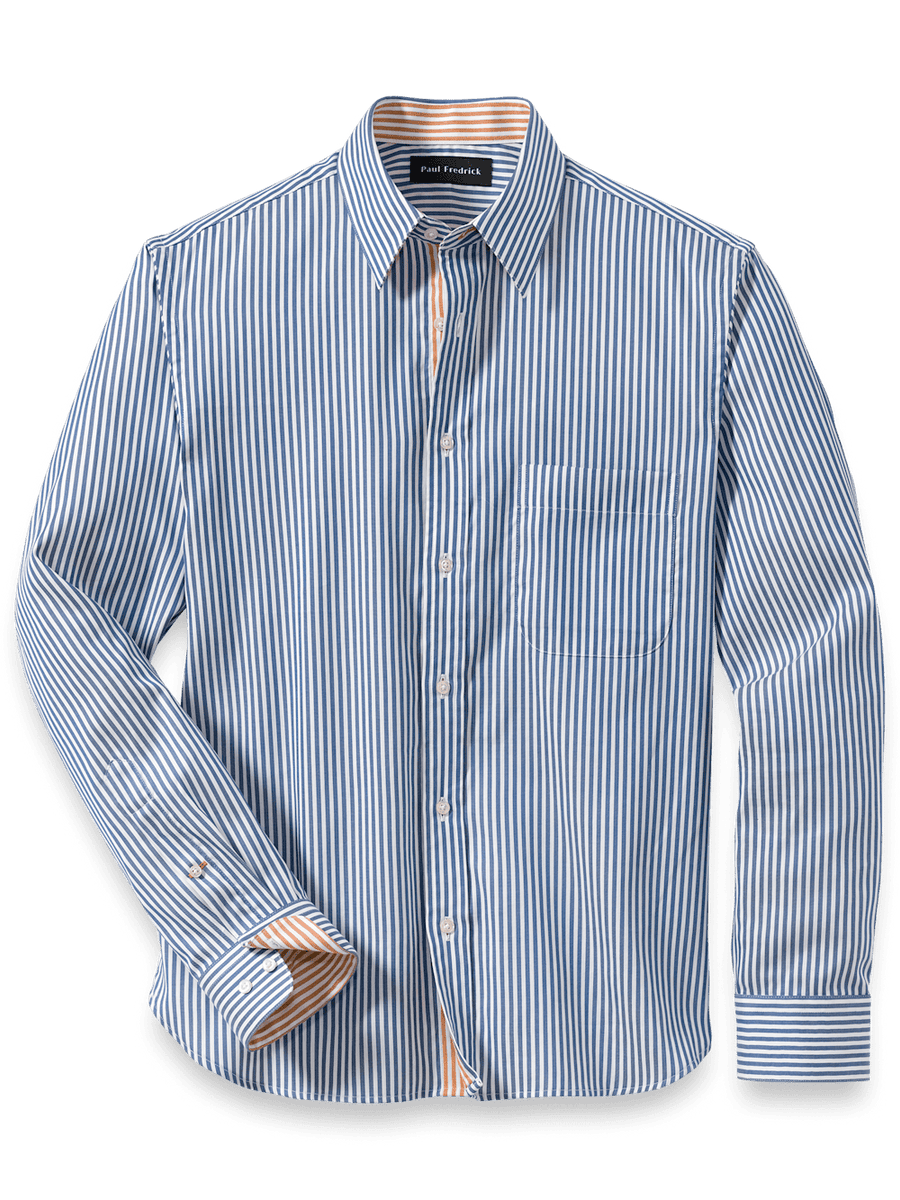 Cotton Stripe Casual Shirt - Blue/orange – Paul Fredrick