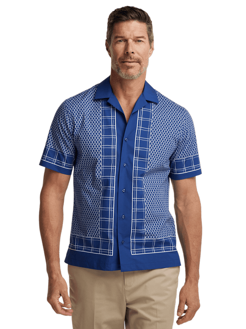 Jacquard-Stripe Cotton-Blend Button-Front Shirt in Short