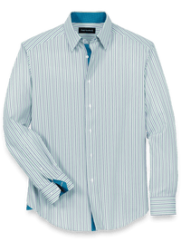Performance Stretch Stripe Casual Shirt - Blue/green
