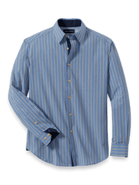 Performance Stretch Stripe Casual Shirt - Blue/yellow