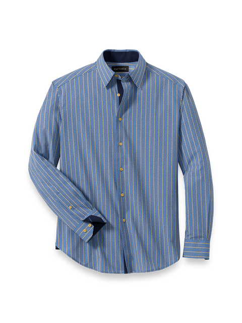 Performance Stretch Stripe Casual Shirt - Blue/yellow – Paul