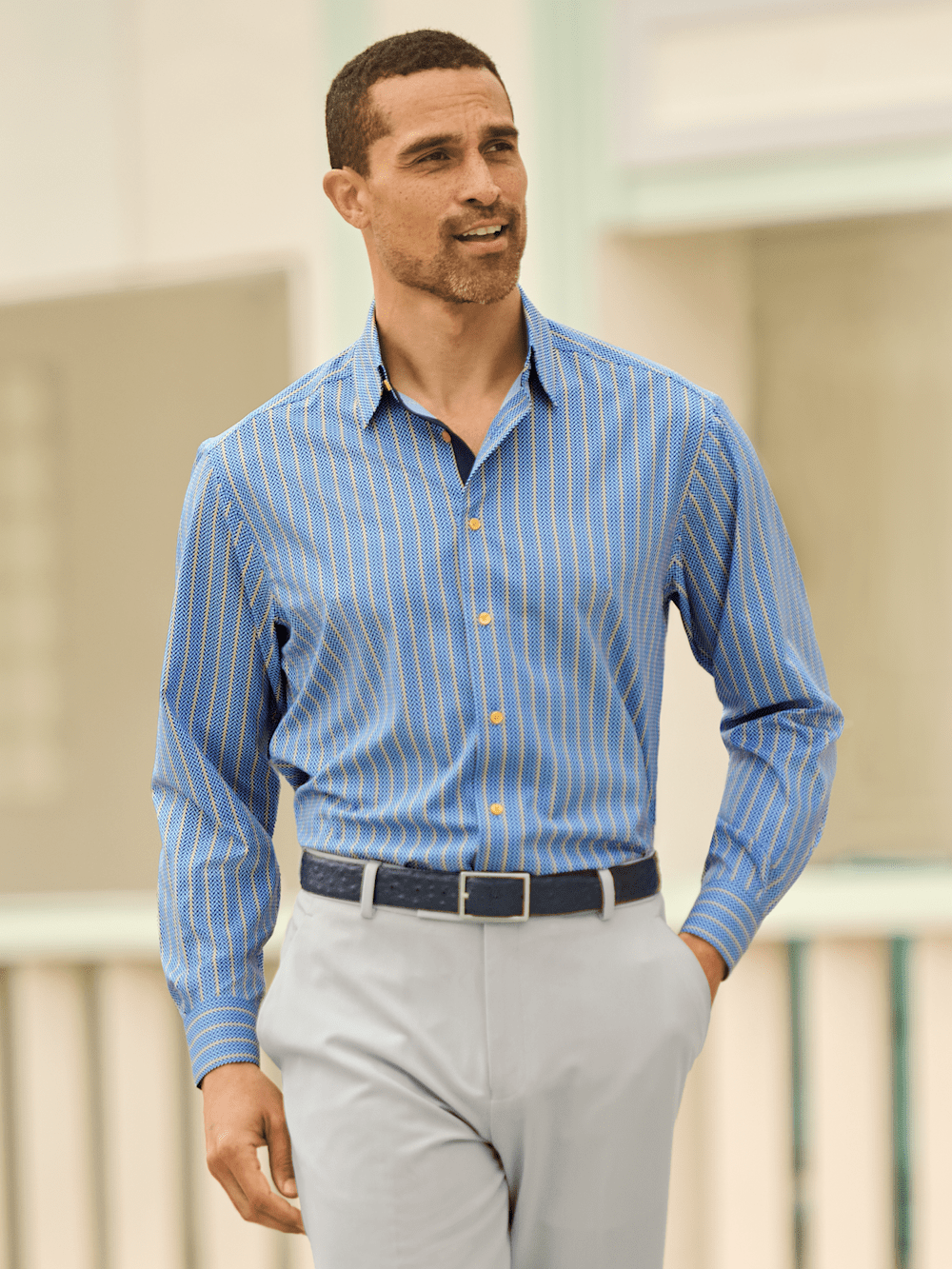 Alternate Image of Performance Stretch Stripe Casual Shirt-7