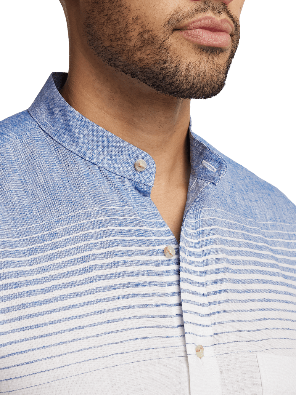 Alternate Image of Linen Blend Horizontal Stripe Casual Shirt-2