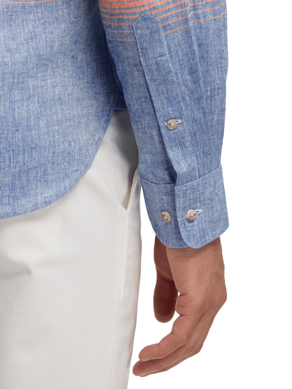 Alternate Image of Linen Blend Horizontal Stripe Casual Shirt-3