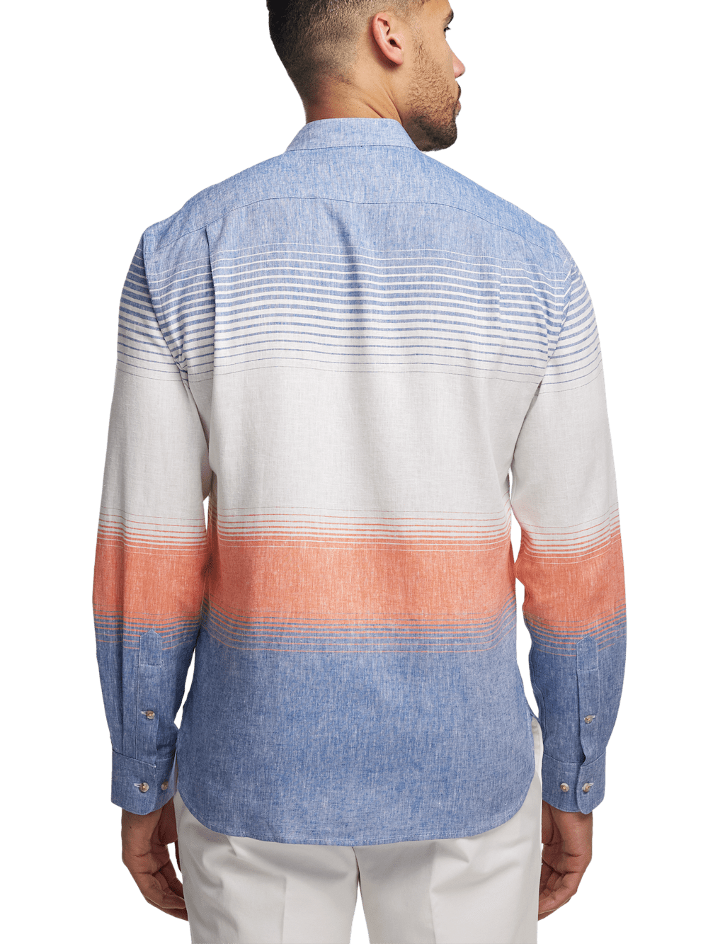Alternate Image of Linen Blend Horizontal Stripe Casual Shirt-4