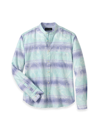 Linen Blend Ombre Stripe Casual Shirt - Multi