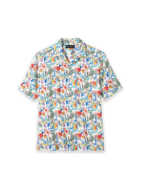 Linen Blend Paisley Casual Shirt - White Multi