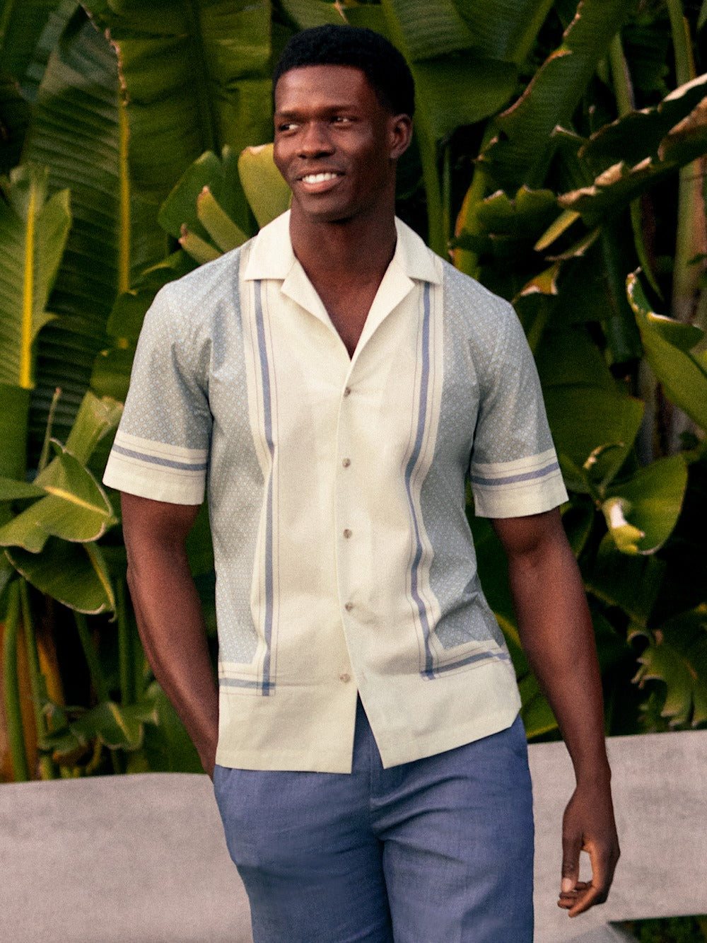 Alternate Shot of Men's Tan Multi Geometric Shirts  - 6