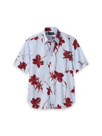 Cotton Botanical Casual Shirt - Blue/burgundy