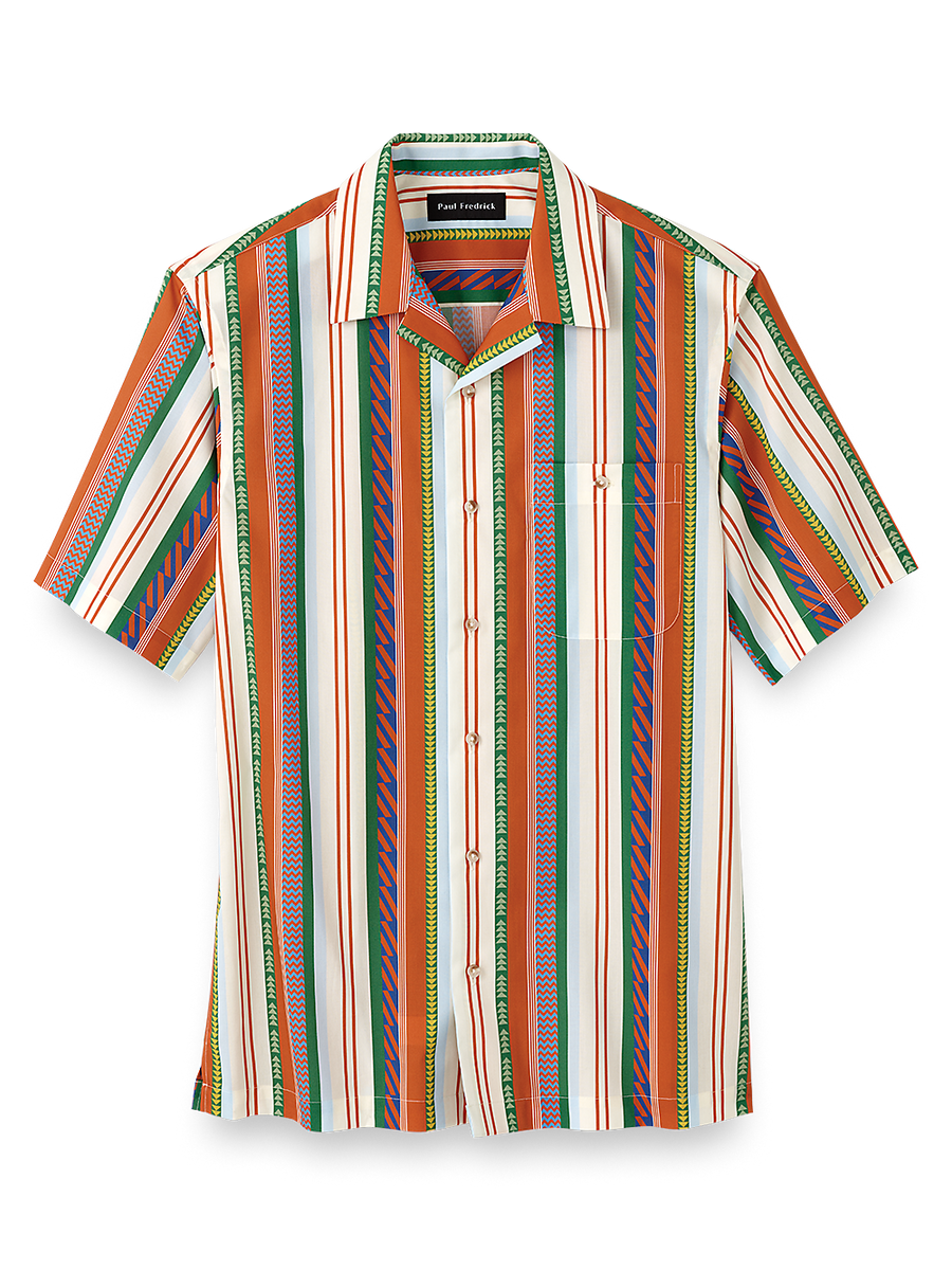 【2plan】Selly cotton stripe shirt Cotton Stripe Print Casual Shirt - Multi – Paul Fredrick