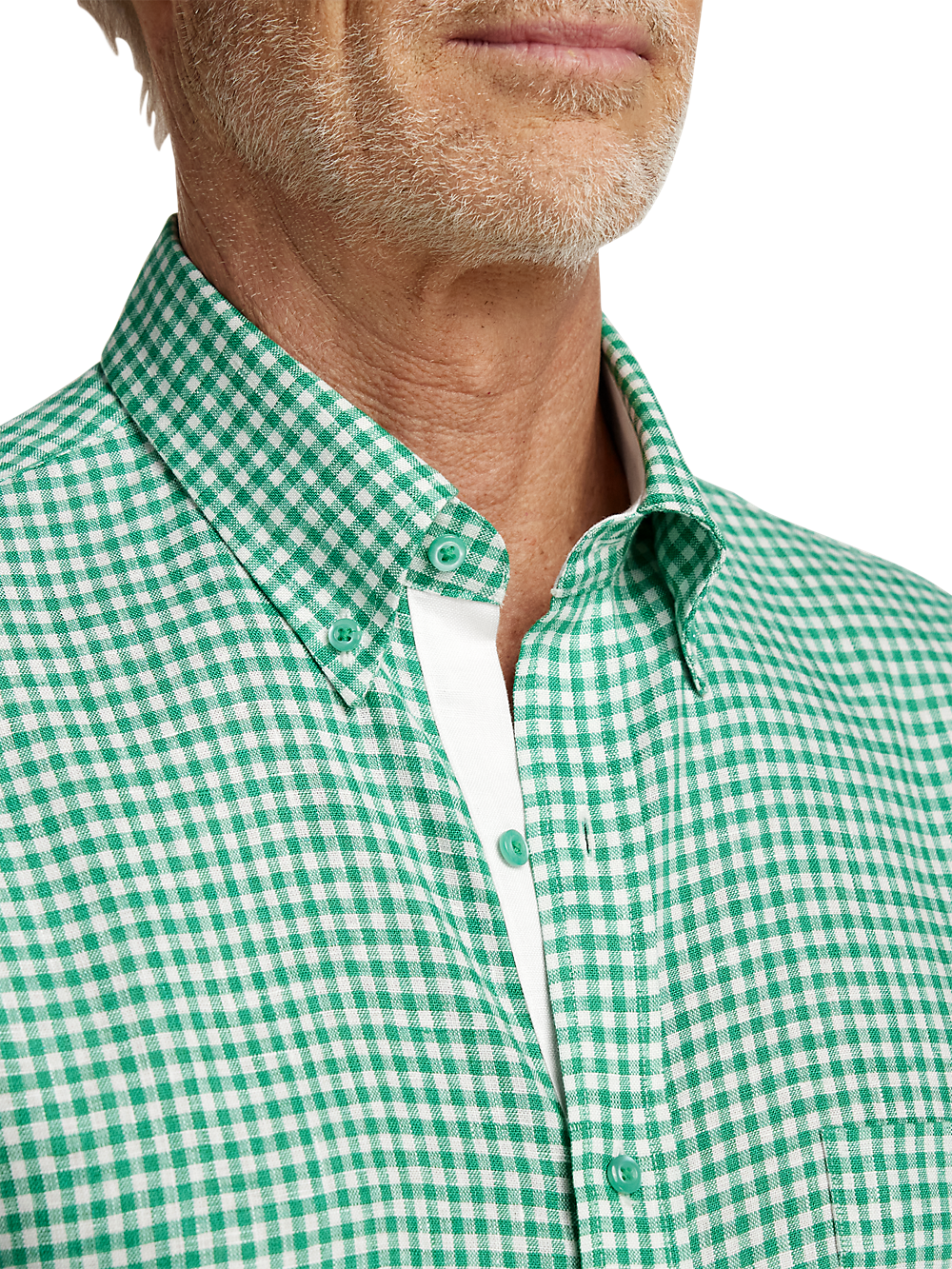Linen Gingham Check Casual Shirt - Green – Paul Fredrick Linen Gingham Check Casual Shirt - Green – Paul Fredrick
