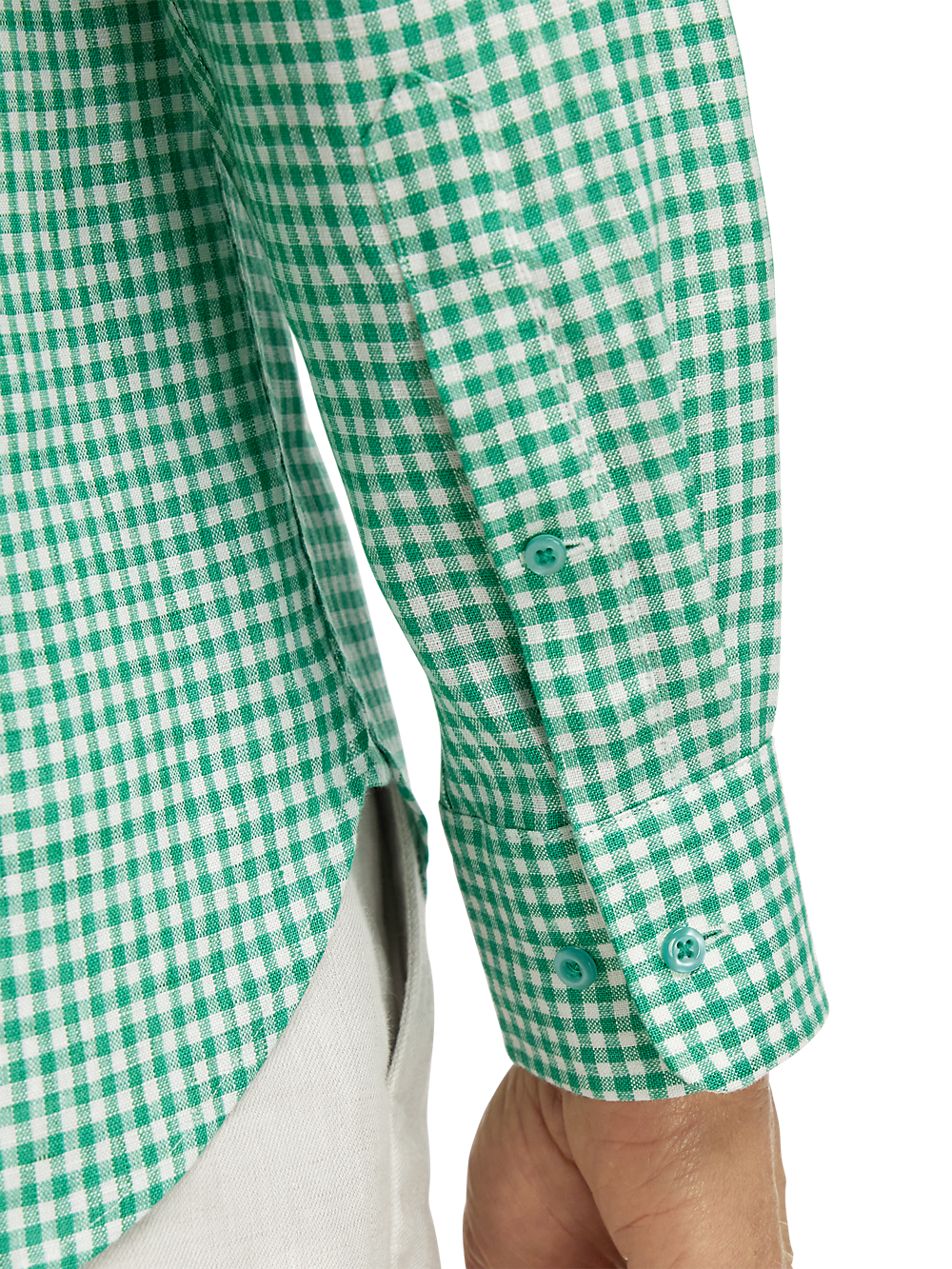 Linen Gingham Check Casual Shirt - Green – Paul Fredrick Linen Gingham Check Casual Shirt - Green – Paul Fredrick