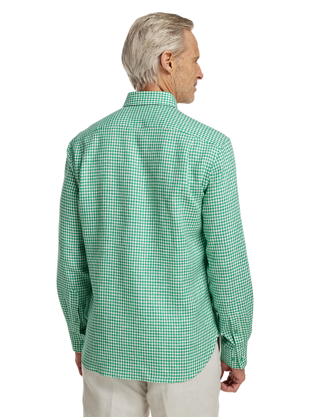 Linen Gingham Check Casual Shirt - Green – Paul Fredrick Linen Gingham Check Casual Shirt - Green – Paul Fredrick