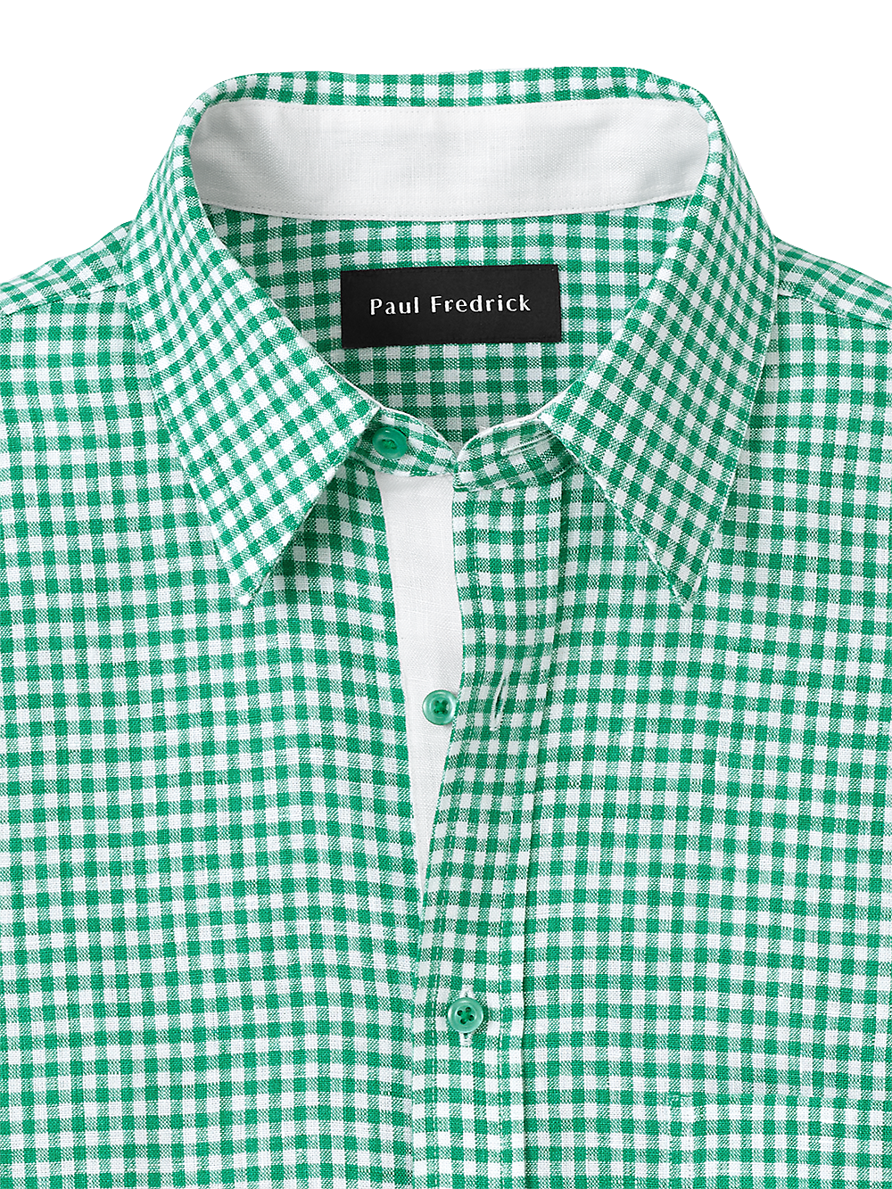 Linen Gingham Check Casual Shirt - Green – Paul Fredrick Linen Gingham Check Casual Shirt - Green – Paul Fredrick