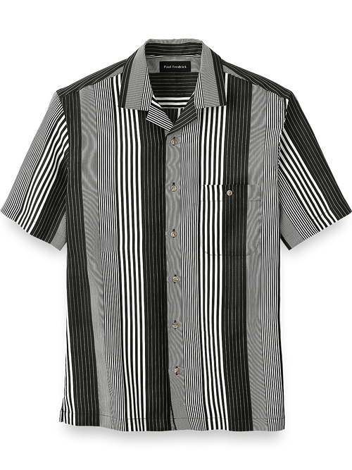 トップス 90s- paul stuart black linen shirt Band Collar Washed Linen Shirt