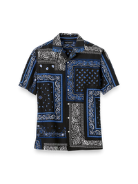 Cotton Paisley Print Casual Shirt - Black