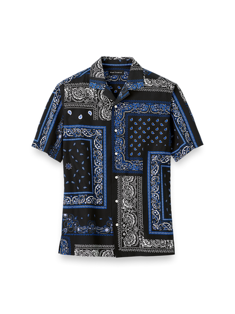 Cotton Paisley Print Casual Shirt - Black – Paul Fredrick
