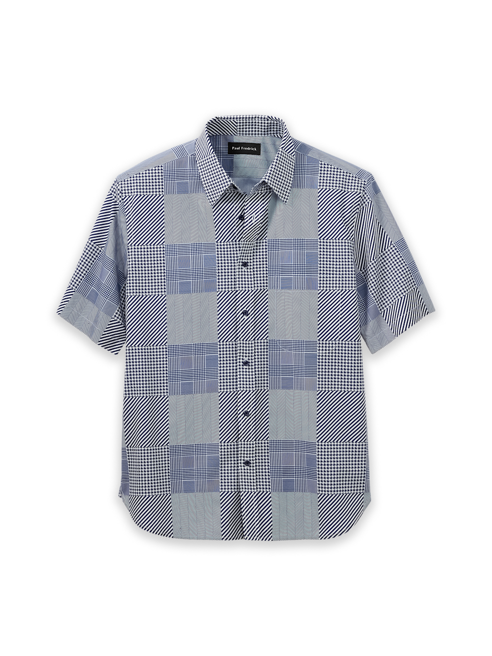 Product Image of Cotton Patchwork Casual Shirt-Blue