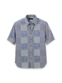 Cotton Patchwork Casual Shirt - Blue