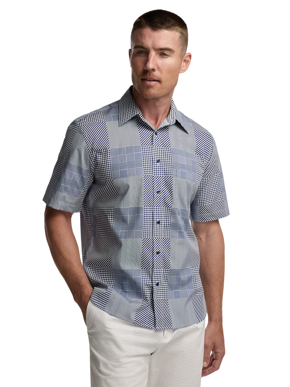 Alternate Image of Cotton Patchwork Casual Shirt-1