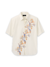 Cotton Botanical Casual Shirt - White