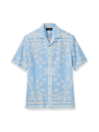 Cotton Paisley Bandana Casual Shirt - Blue