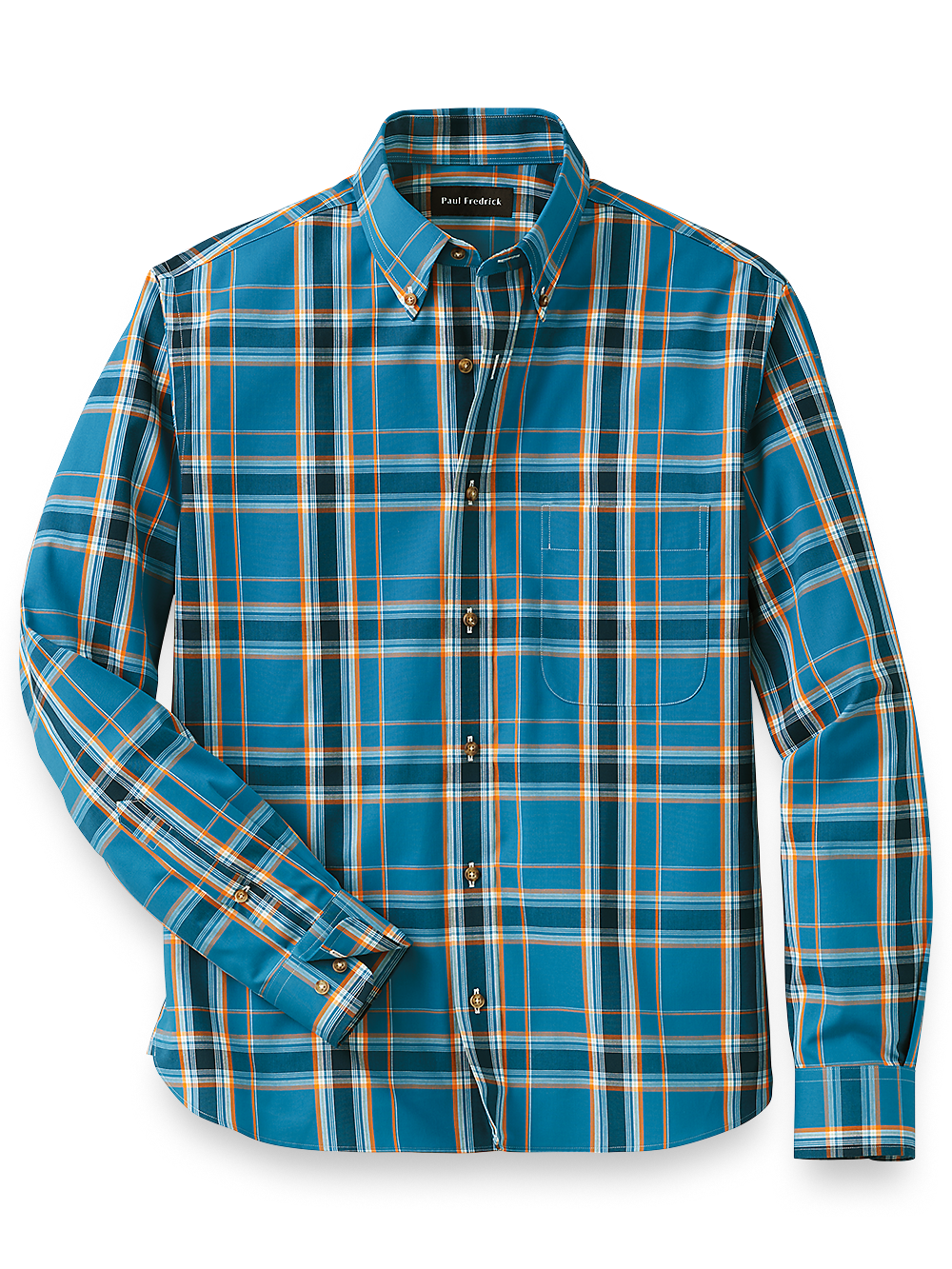 Paul Fredrick Cotton Plaid Casual Shirt Teal Classic Fit 3X Large