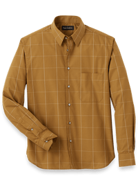 Cotton Windowpane Casual Shirt - Brown