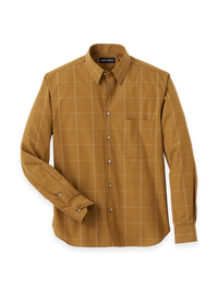 Cotton Windowpane Casual Shirt - Brown