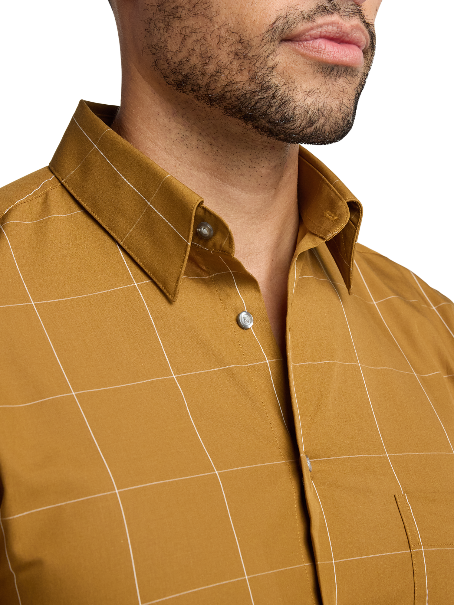 Cotton Windowpane Casual Shirt - Brown