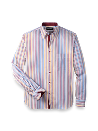 Cotton Stripe Point Collar Casual Shirt - Multi
