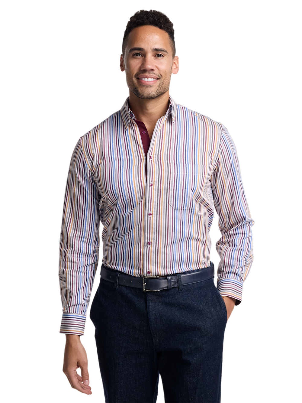 Alternate Image of Cotton Stripe Point Collar Casual Shirt-2