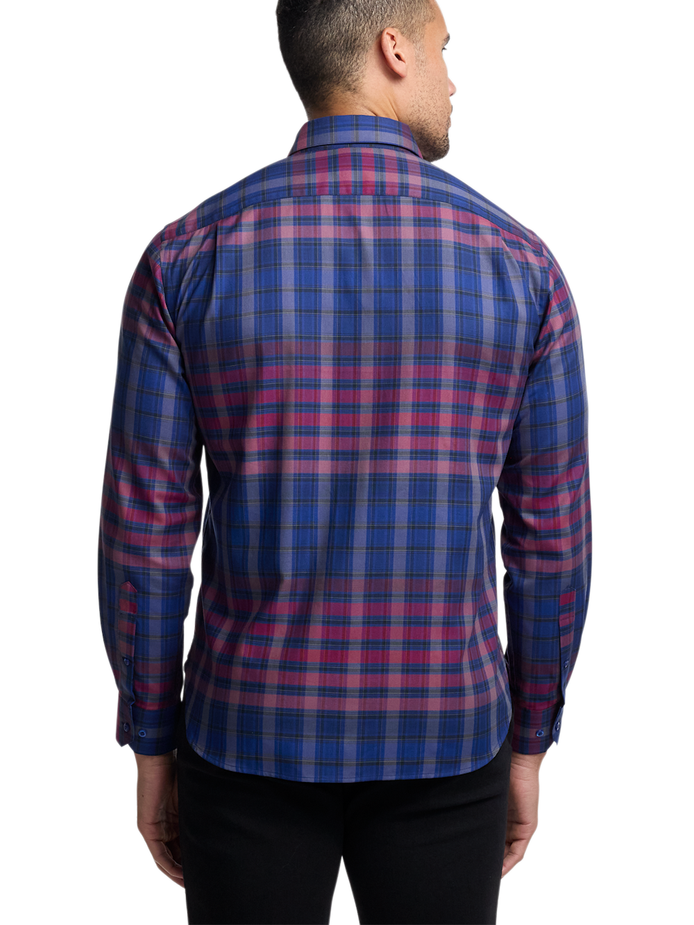 Alternate Image of Cotton Plaid Point Collar Casual Shirt-5