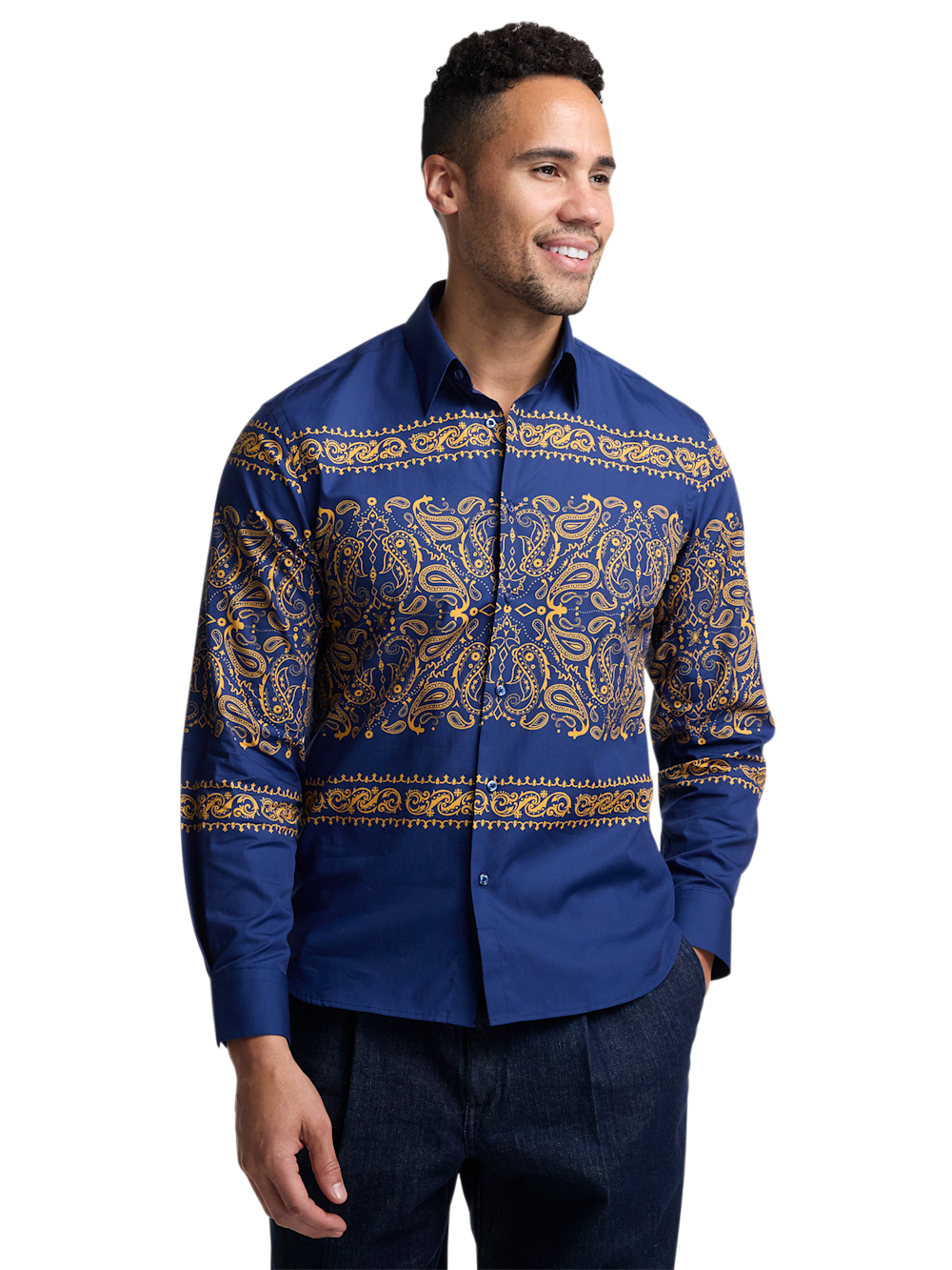 Alternate Image of Cotton Paisley Point Collar Casual Shirt-1