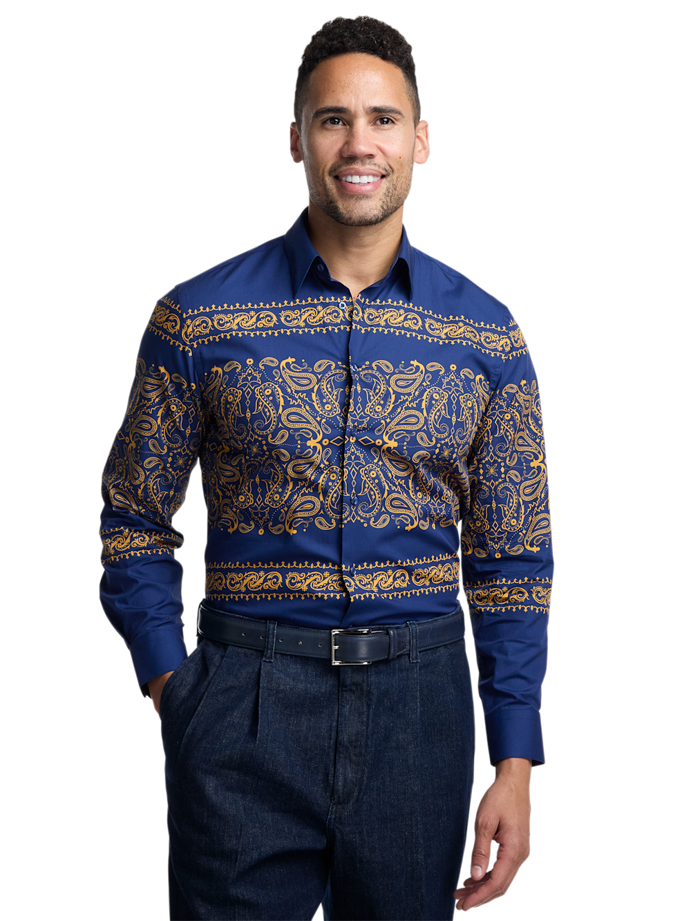 Alternate Image of Cotton Paisley Point Collar Casual Shirt-2