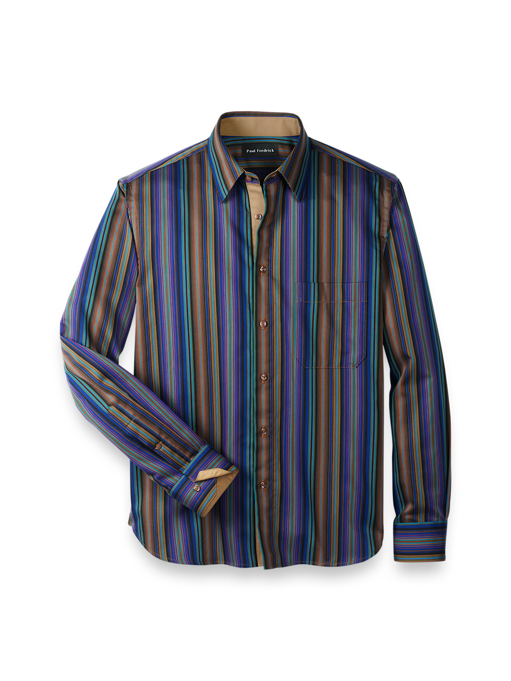 Product Image of Cotton Stripe Point Collar Casual Shirt-Multi