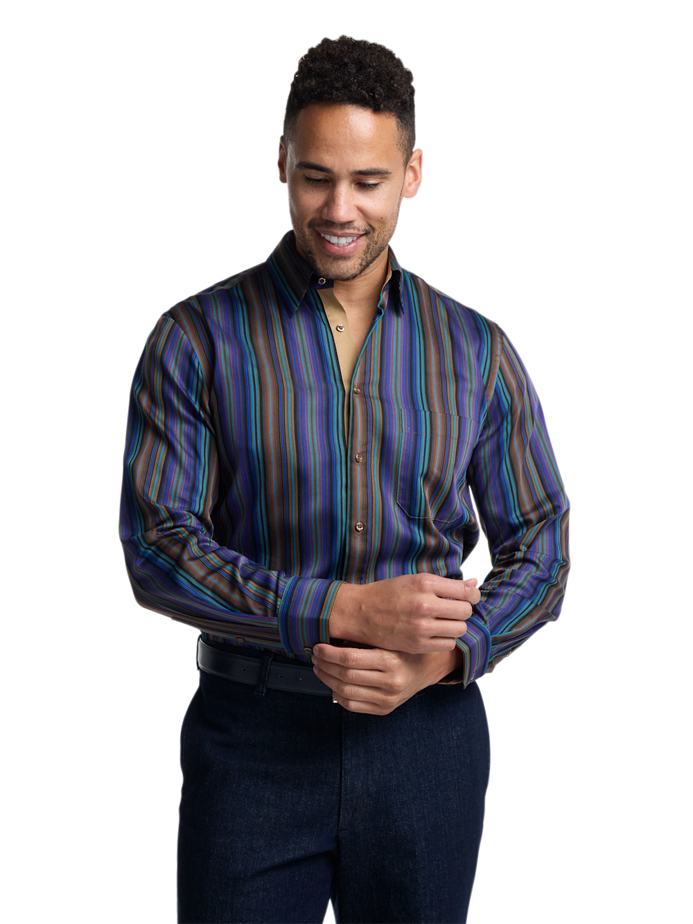 Alternate Image of Cotton Stripe Point Collar Casual Shirt-2